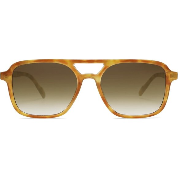 Sojos Women Mens Yellow Tortoise Trendy Rectangle Retro Shades Sunglasses - Picture 2 of 6